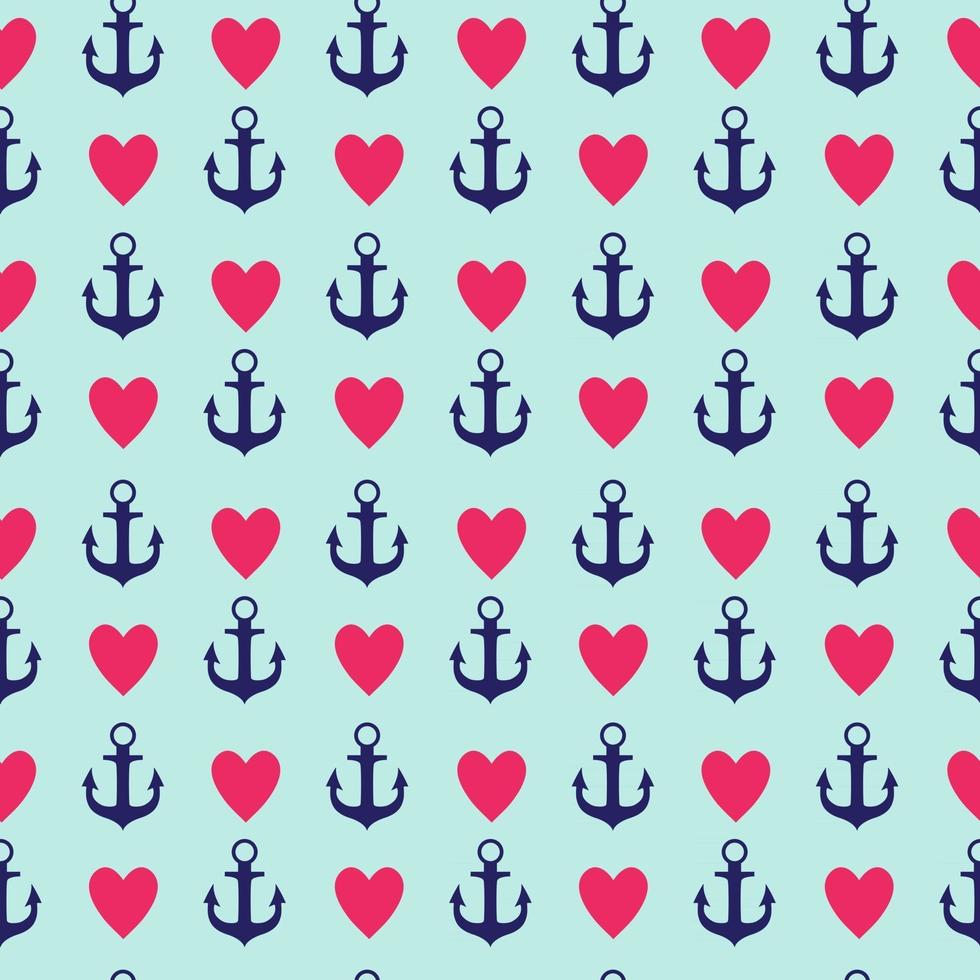 Abstract Simple Seamless Pattern Background with Anchor and Heart Symbol vector