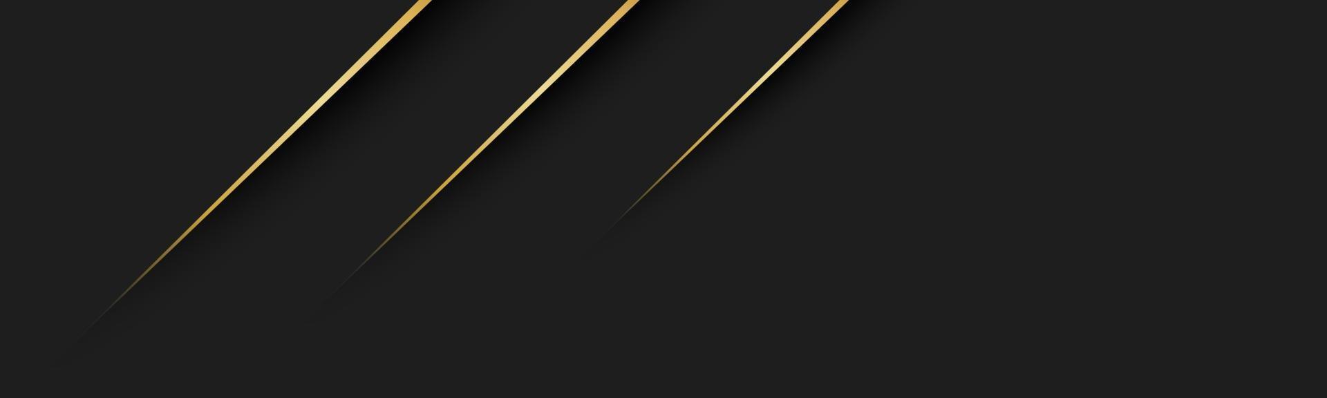 Black abstract modern header with gold lines Dark corporate banner with blank place for your text Modern vector