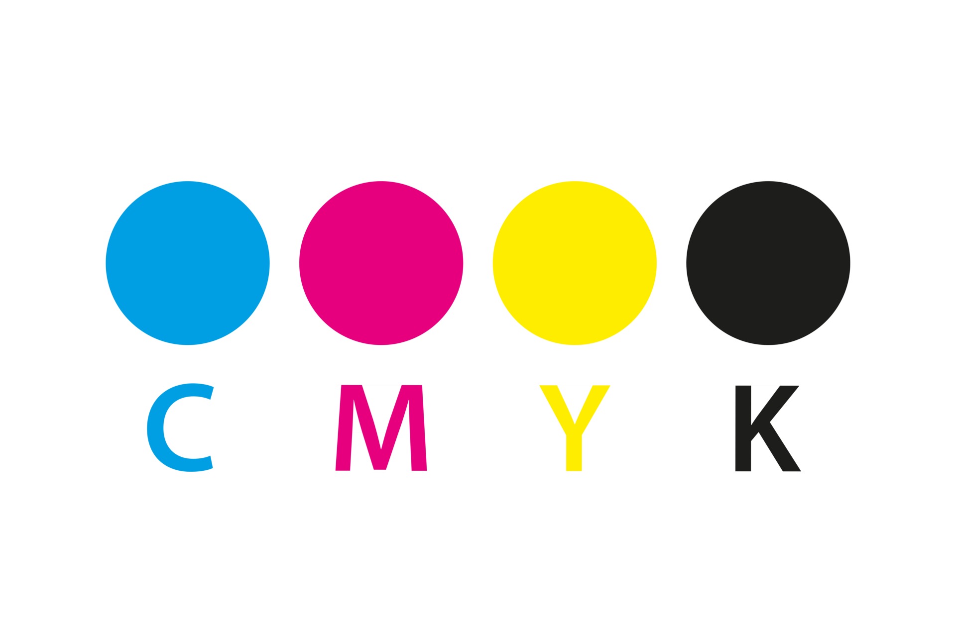 Cmyk print icon Four circles in cmyk colors symbols Cyan magenta yellow key black wheels
