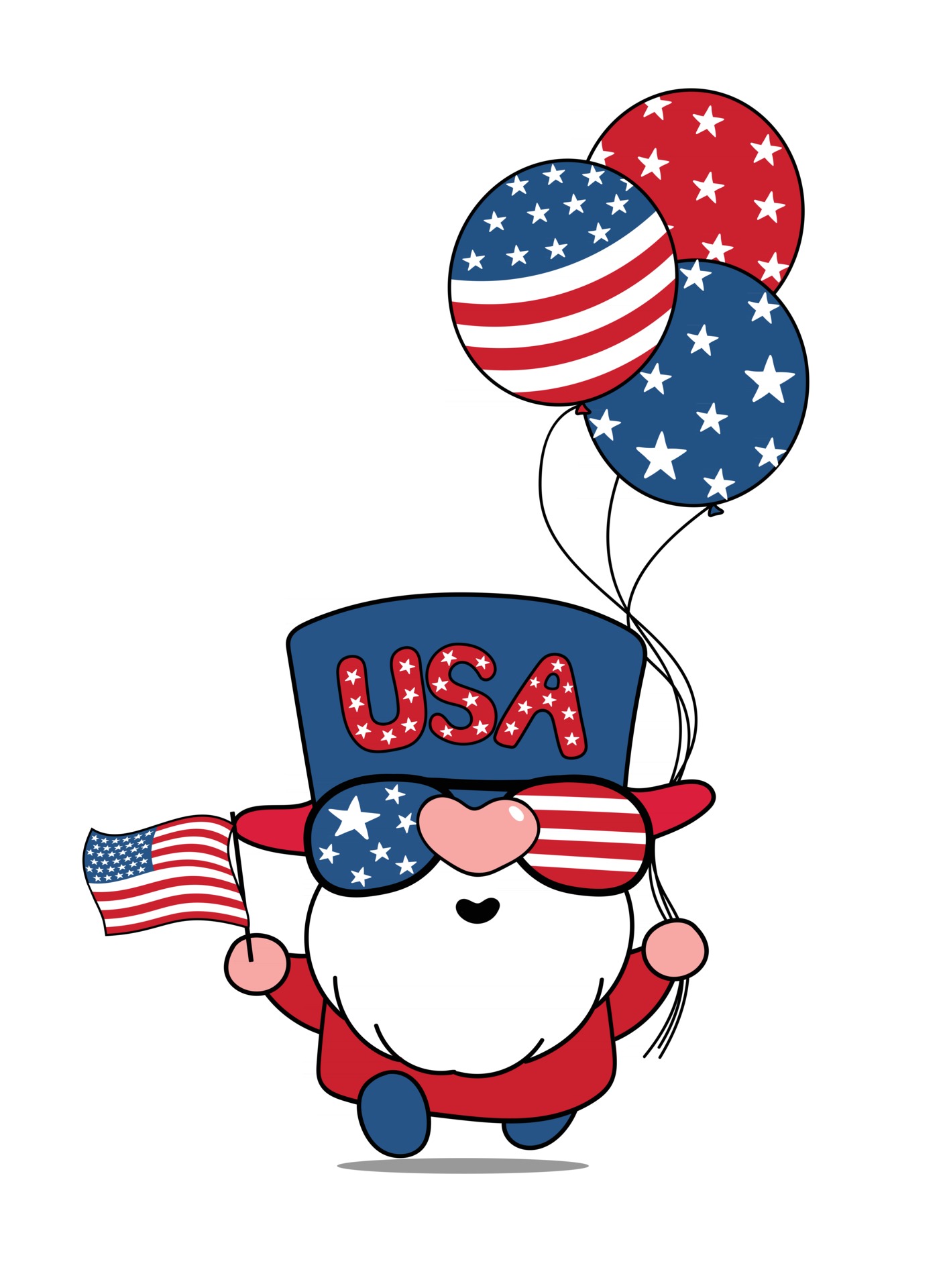 Cute cartoon Vector America USA Gnome 4th of July Independence day  illustration 2559021 Vector Art at Vecteezy