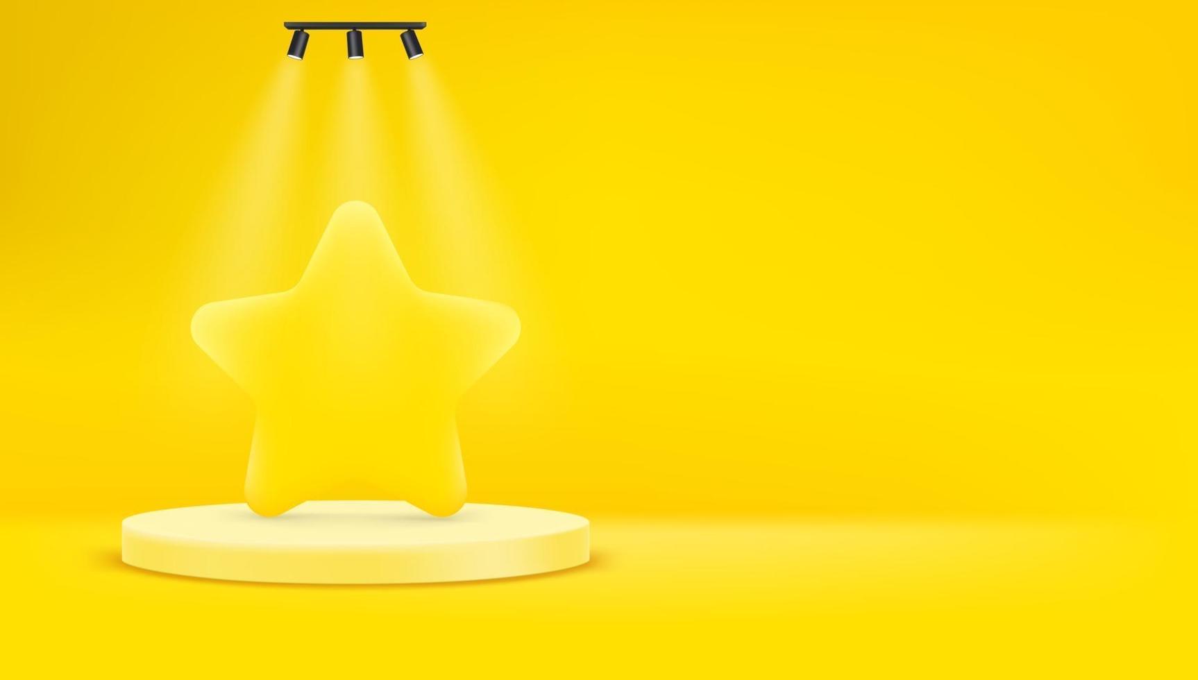 Escena amarilla brillante con estrella en un escenario. vector