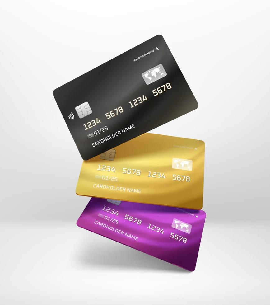 Realistic credit cards vector