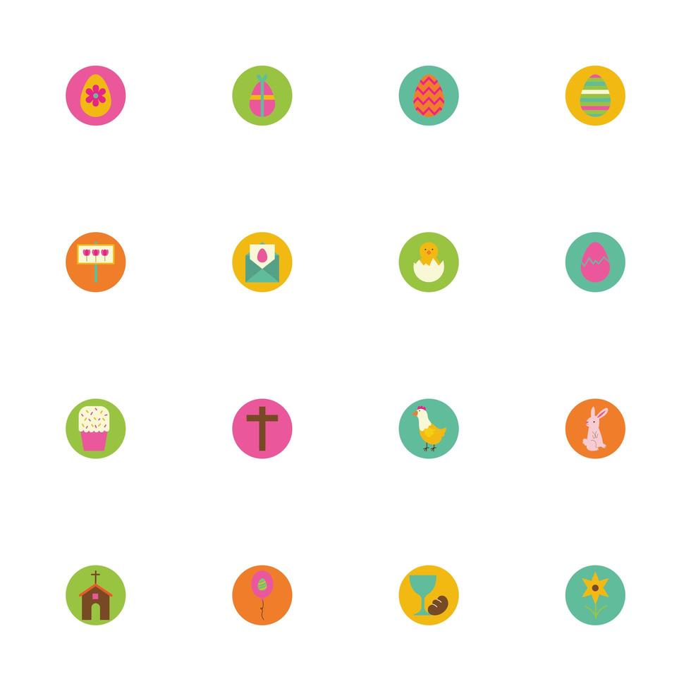 bundle of spring set block and flat icons vector