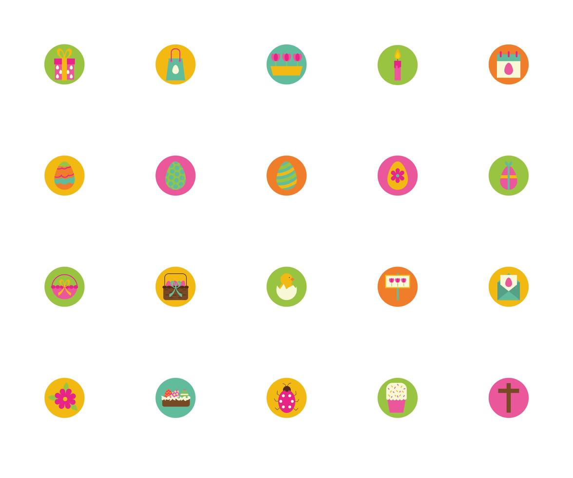 bundle of spring set block and flat icons vector