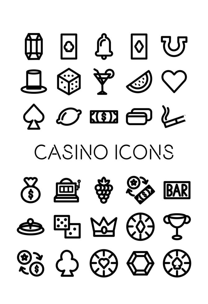 bundle of casino set icons vector