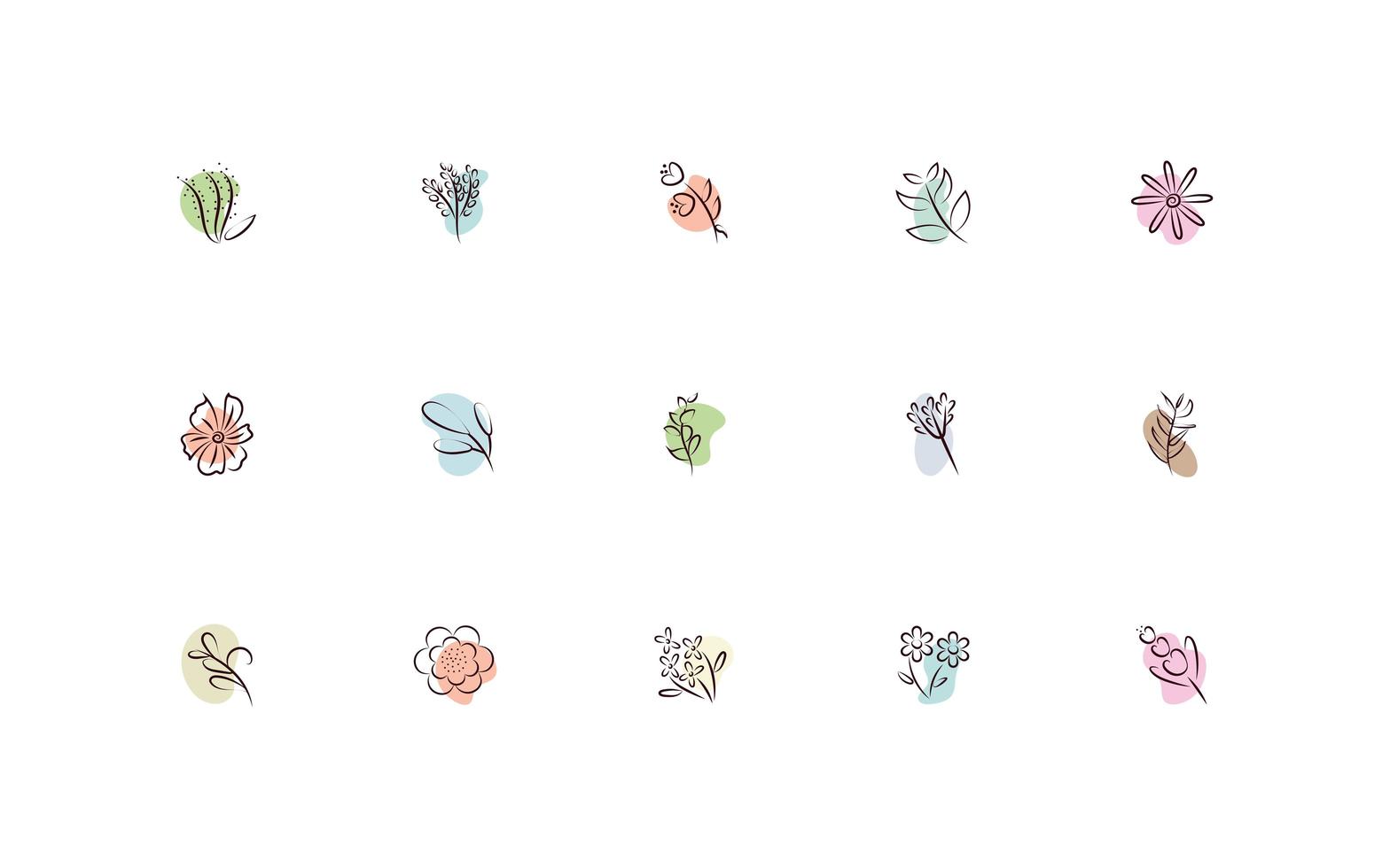 bundle of flowers hand draw style vector