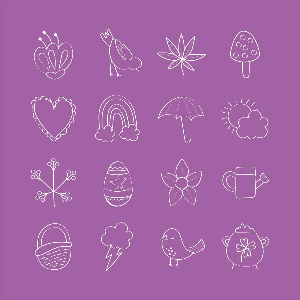 paquete de iconos de línea de conjunto de primavera vector