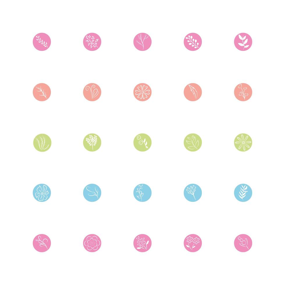 bundle of flowers block and line style vector
