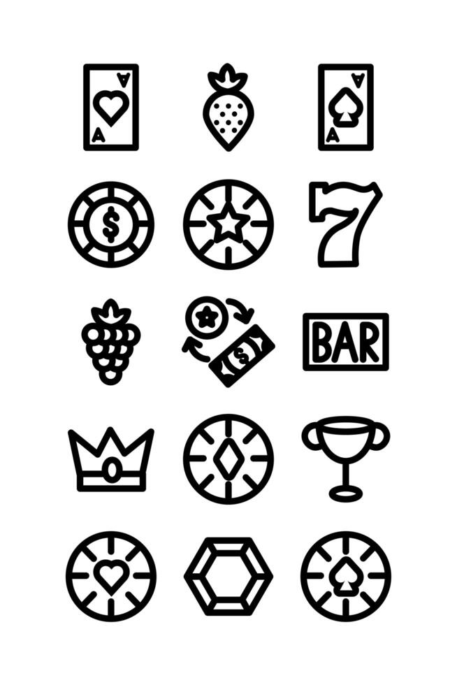 bundle of casino set icons vector