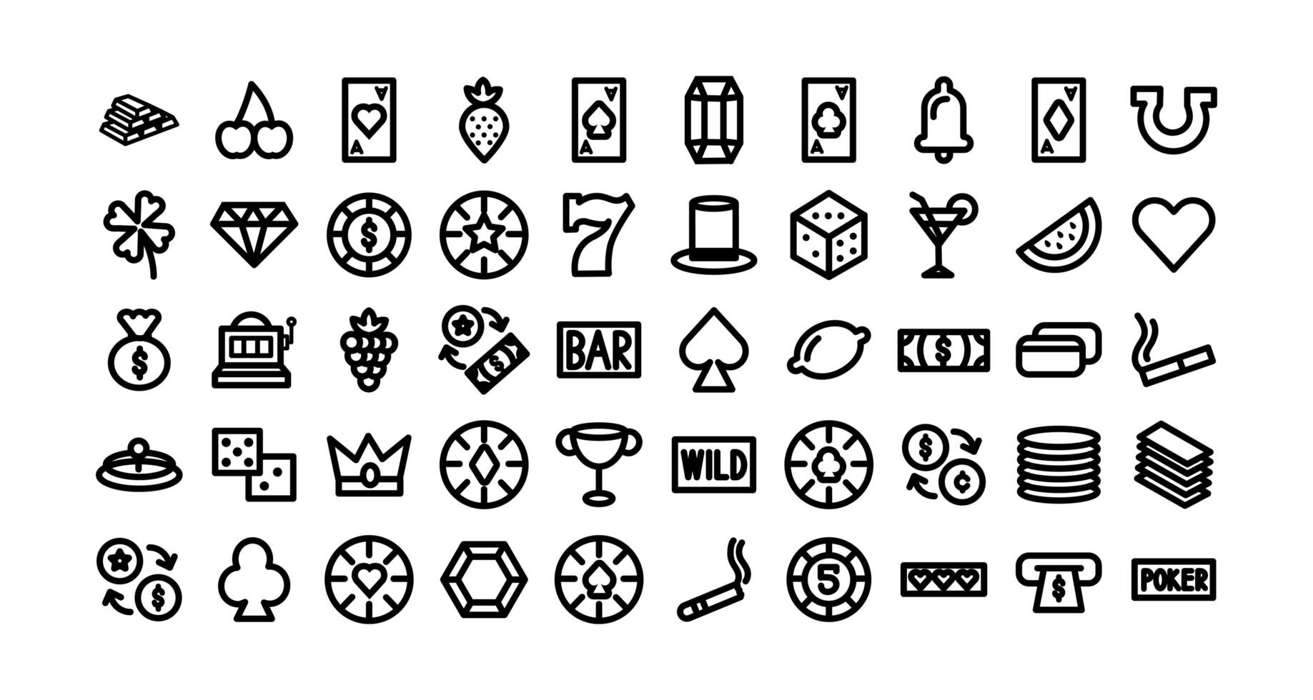 bundle of casino set icons vector