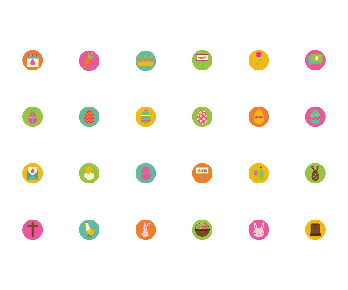 bundle of spring set block and flat icons vector