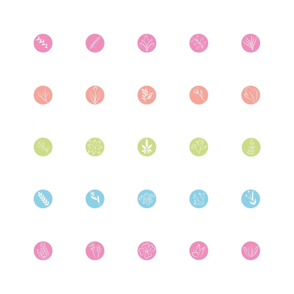 bundle of flowers block and line style vector