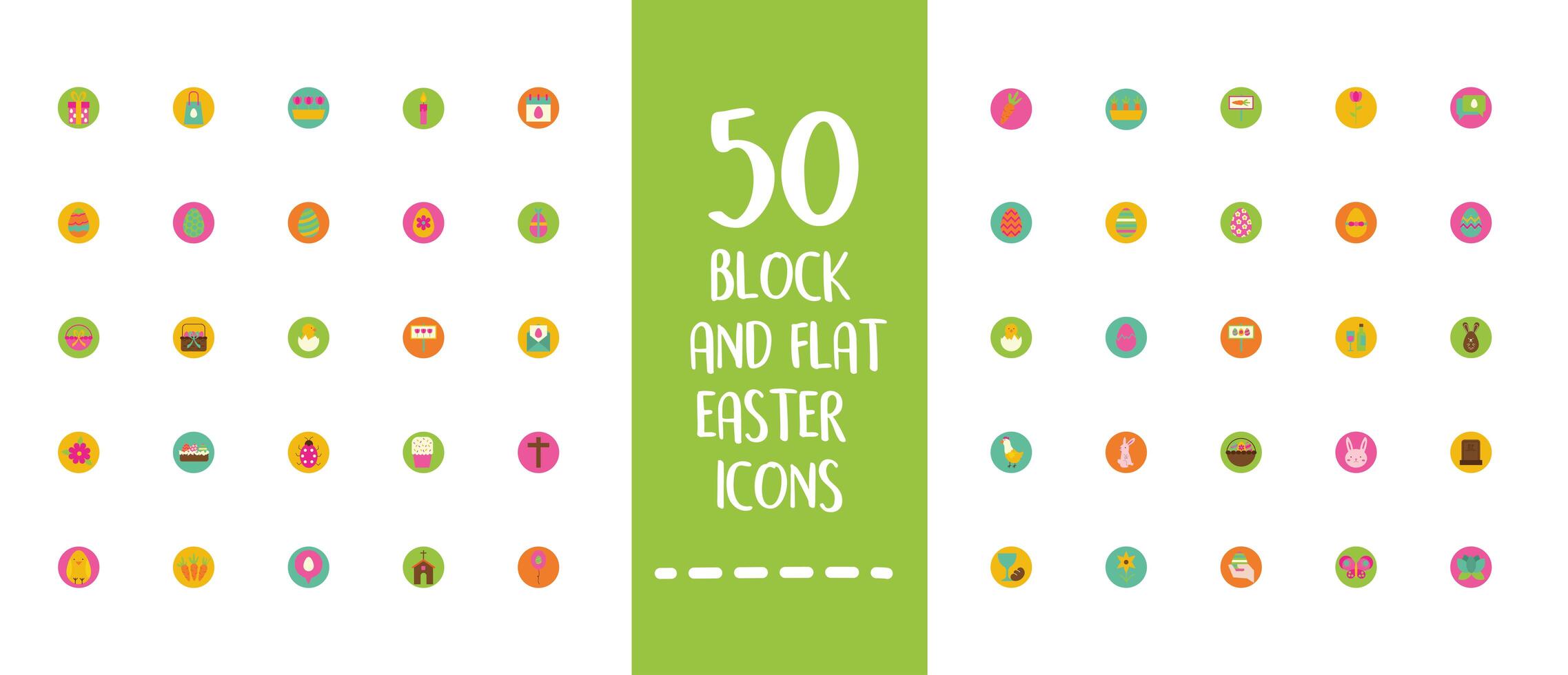 easter lettering with bundle of spring set block and flat icons vector