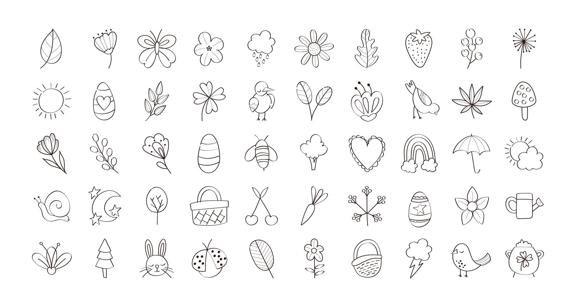 bundle of spring set line icons vector