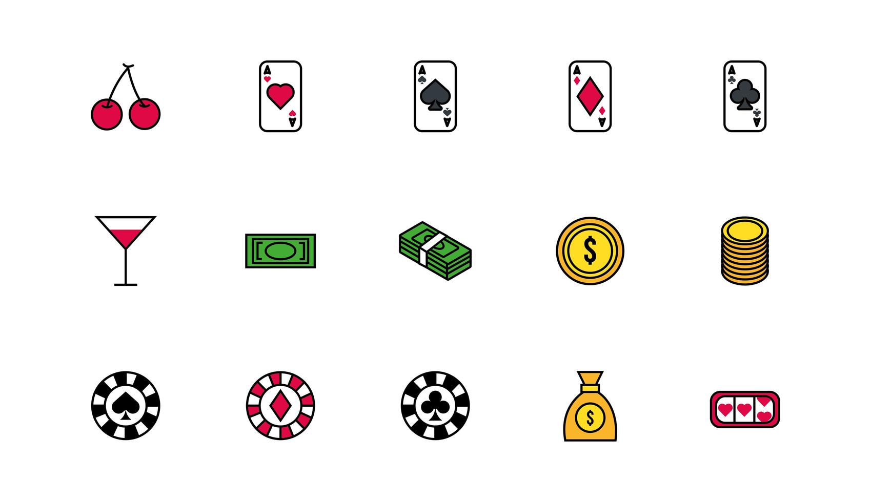 paquete de iconos de juego de casino vector