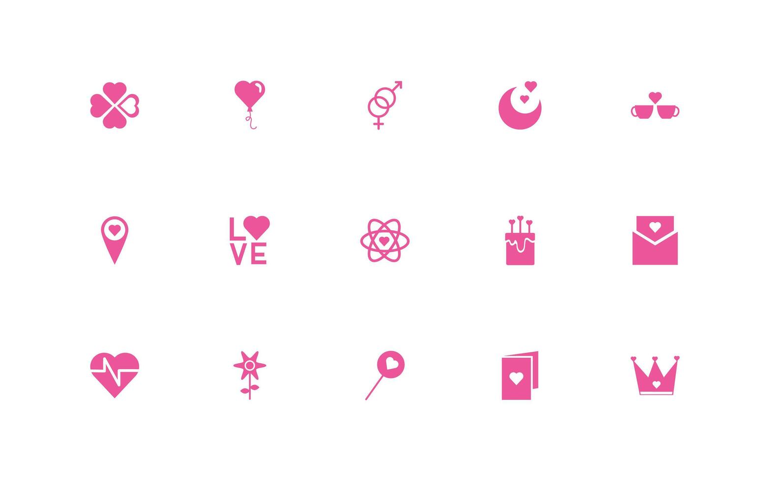 bundle of happy valentines day set icons vector