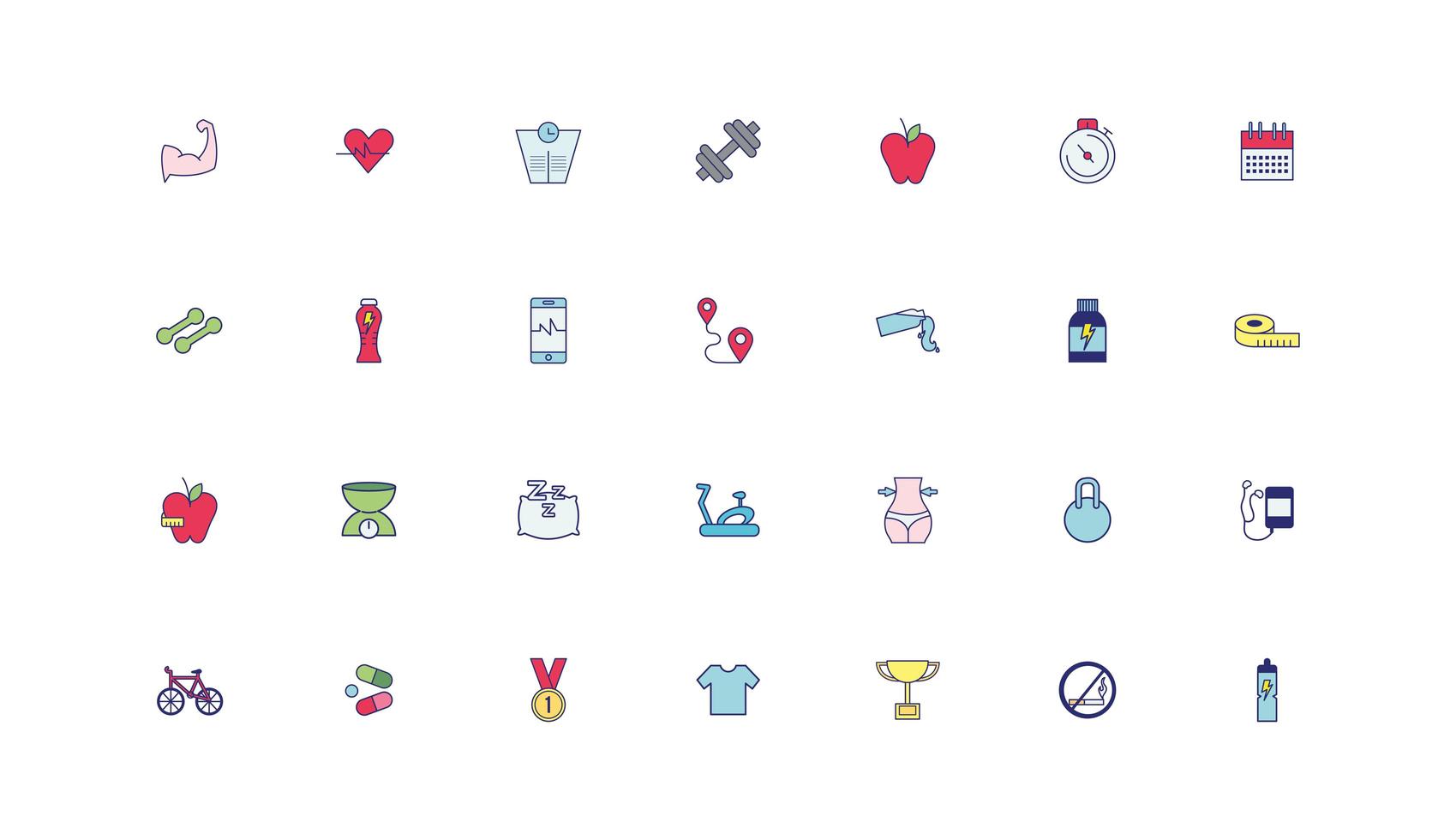 bundle of healthy lifestyle icons vector