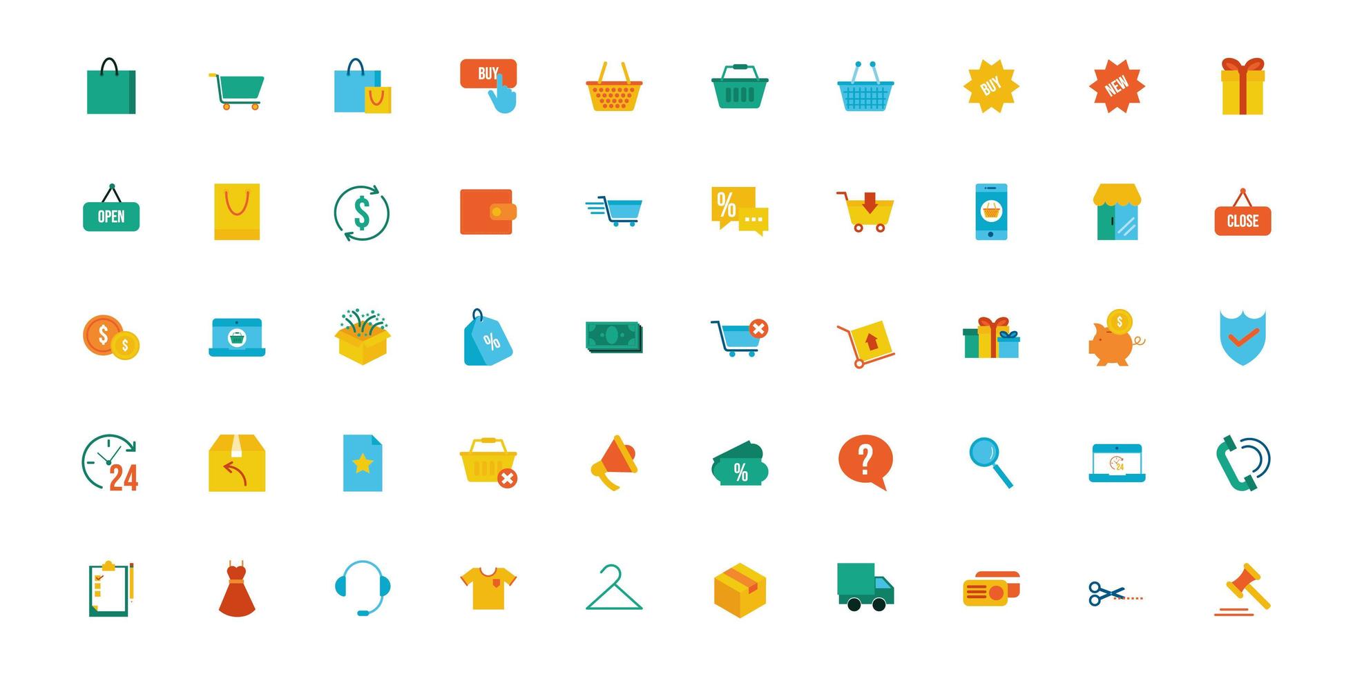 bundle of shopping set icons vector