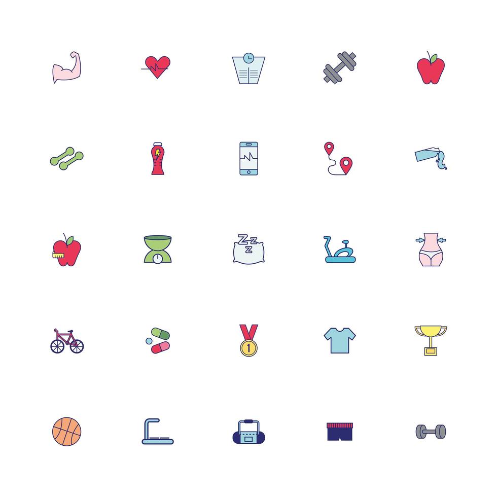 bundle of healthy lifestyle icons vector