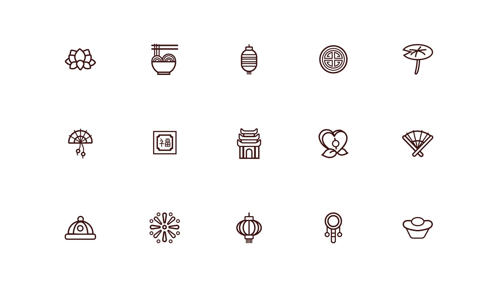 bundle of chinesse new year set icons vector