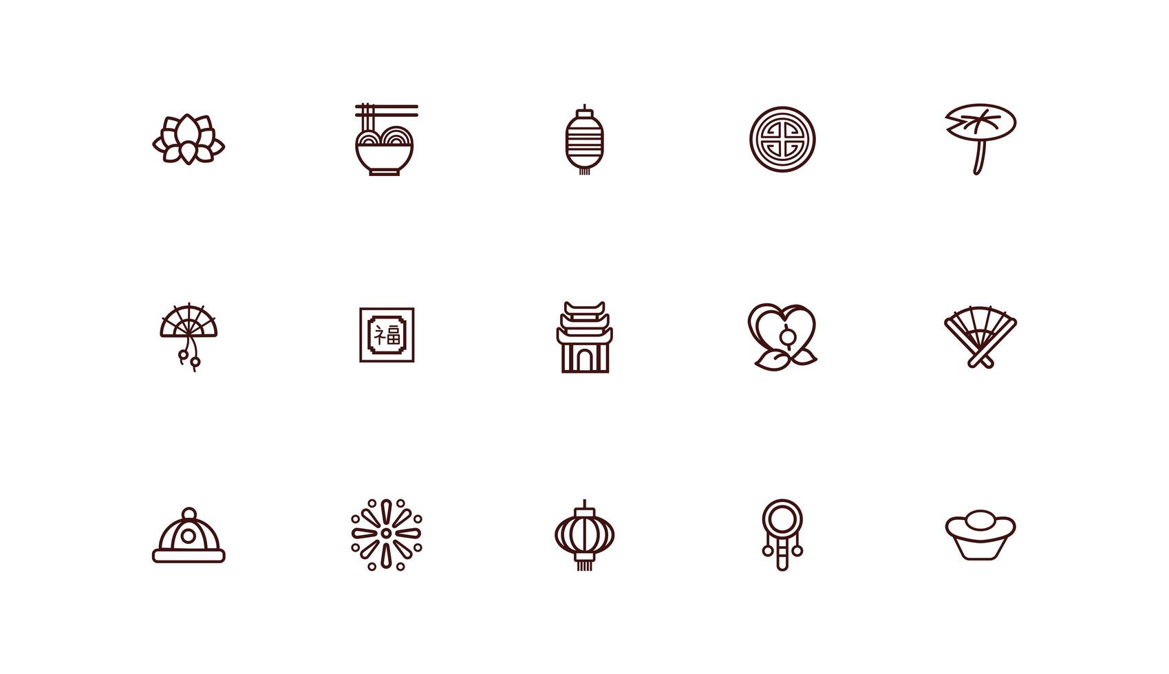 paquete de iconos de conjunto de año nuevo chino vector