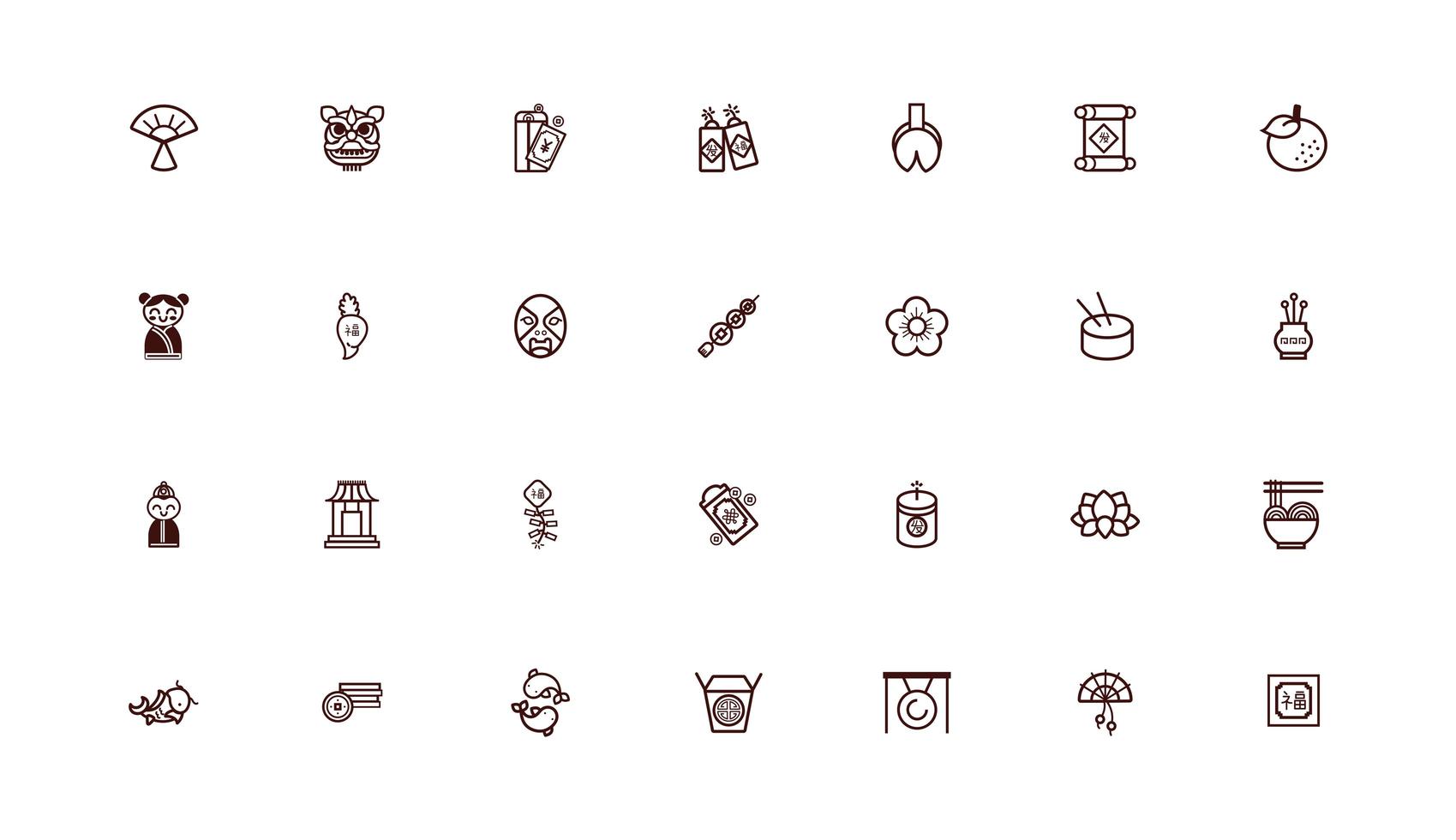 bundle of chinesse new year set icons vector