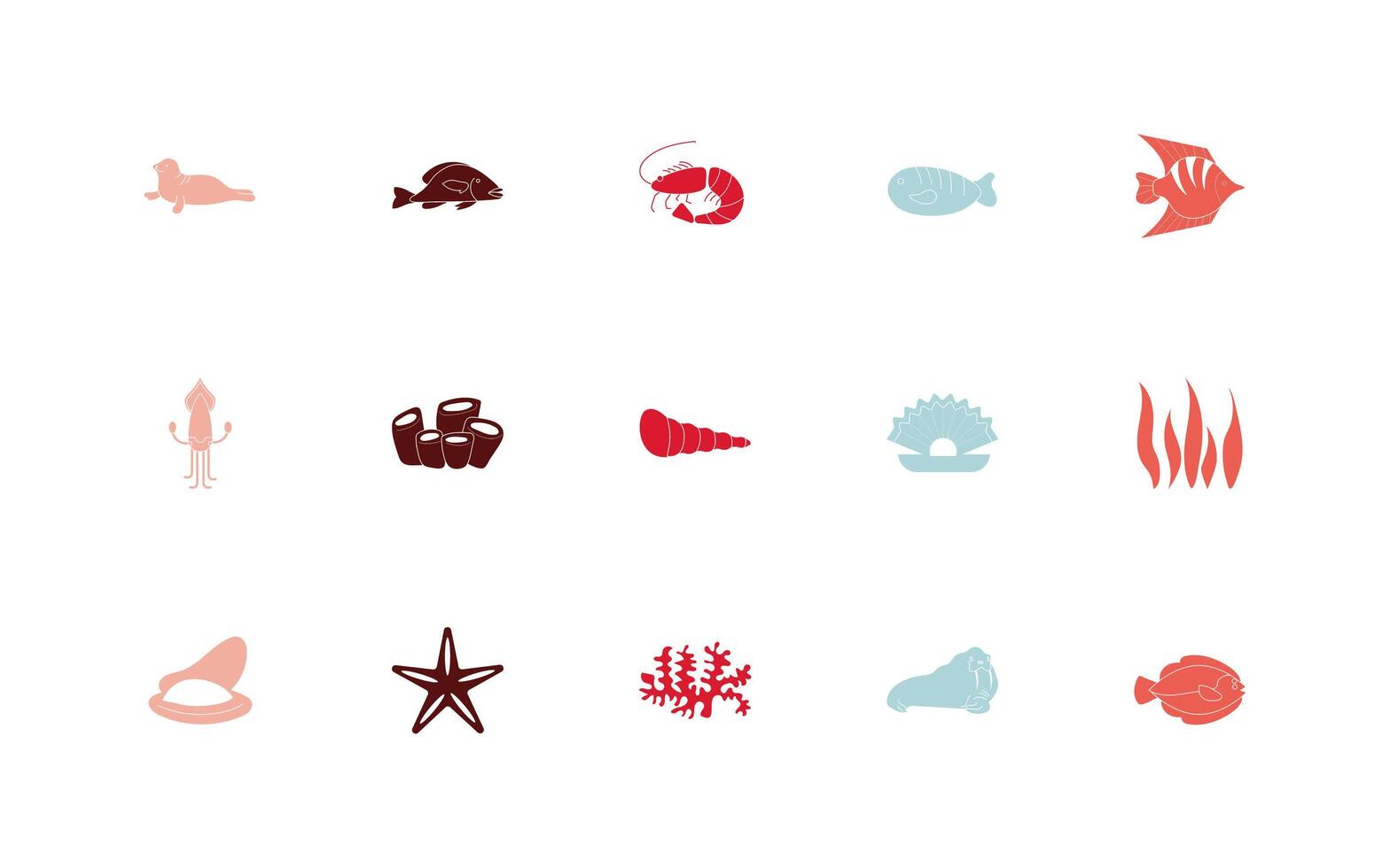 bundle of sealife set icons vector