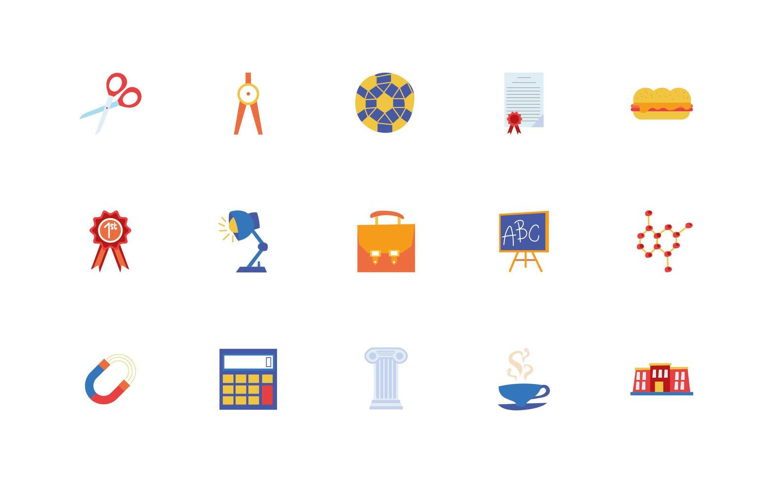 bundle of school set icons vector