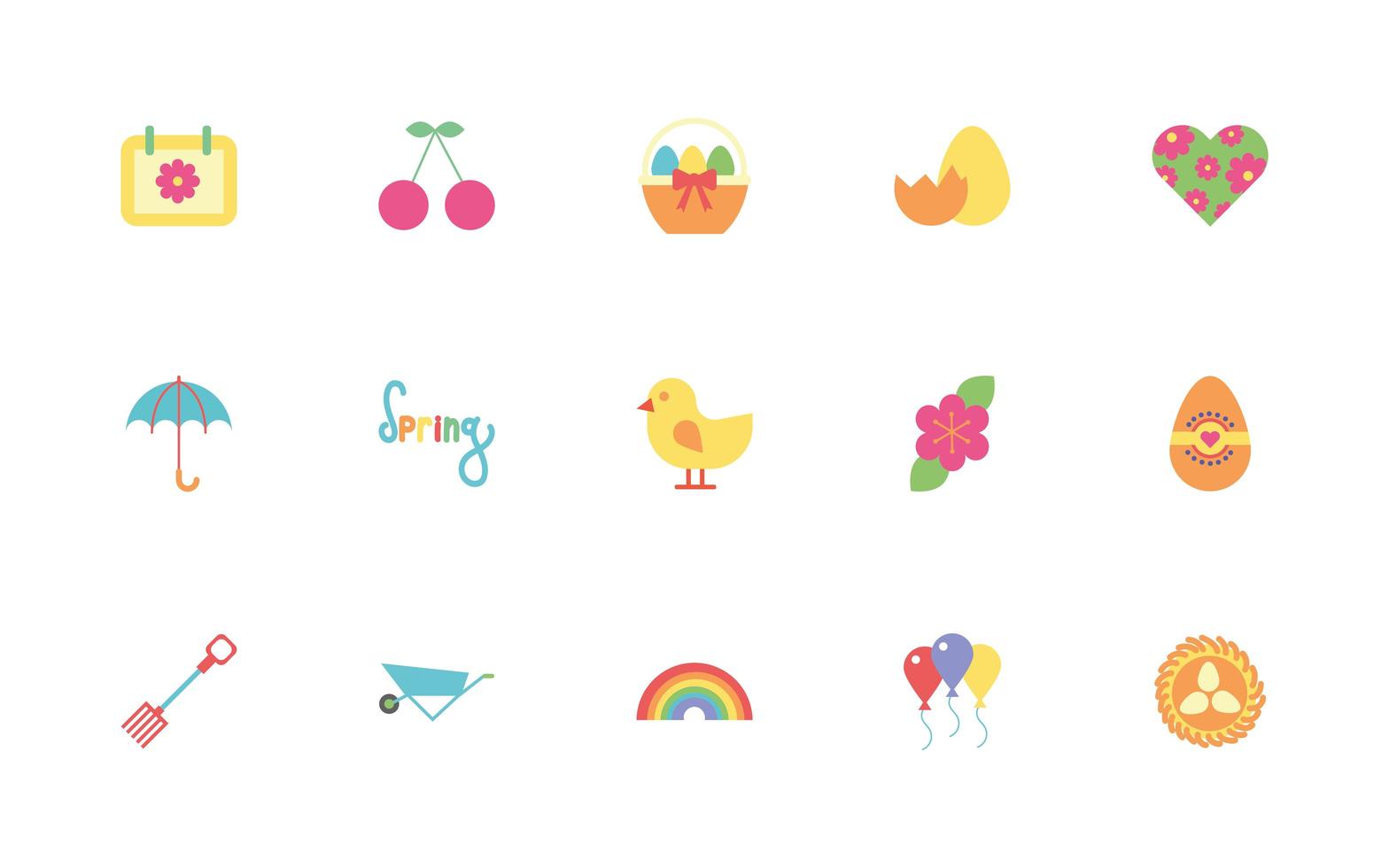 bundle of spring set icons vector