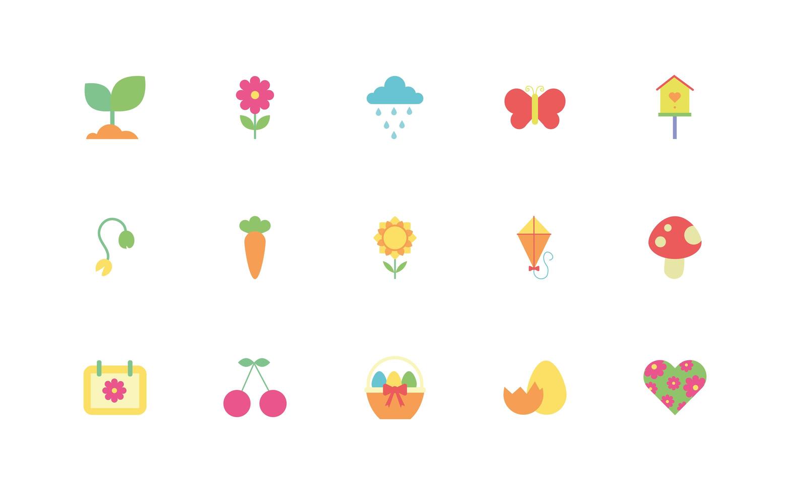 paquete de iconos de primavera vector