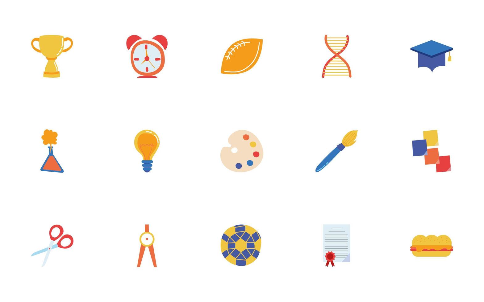 bundle of school set icons vector