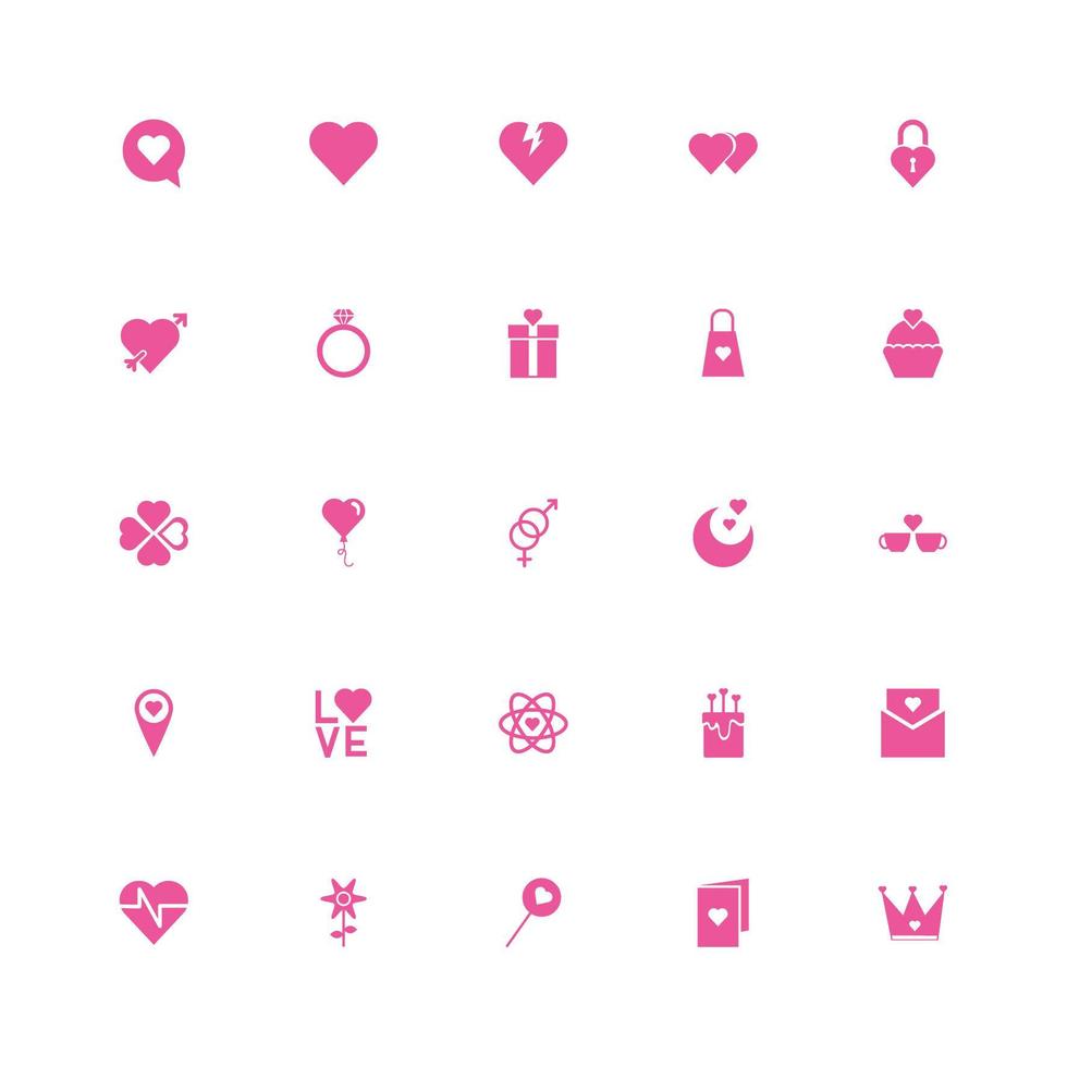 bundle of happy valentines day set icons vector