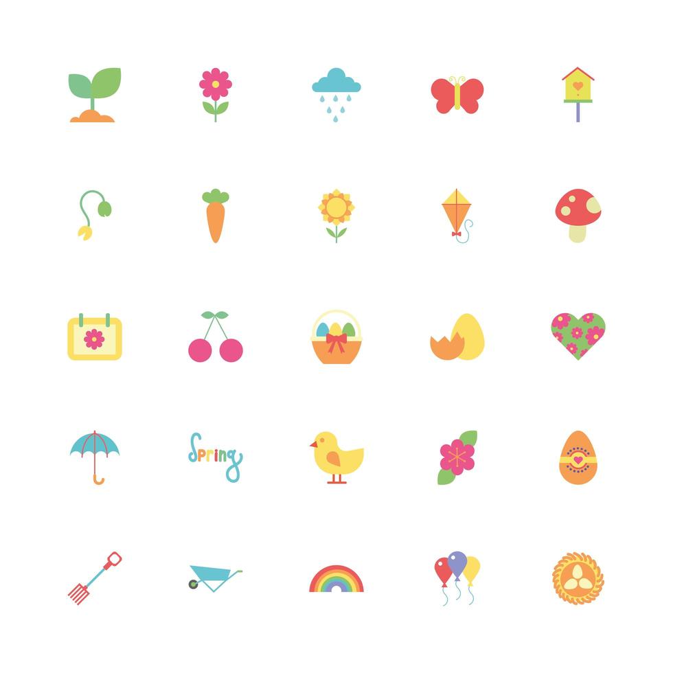 bundle of spring set icons vector