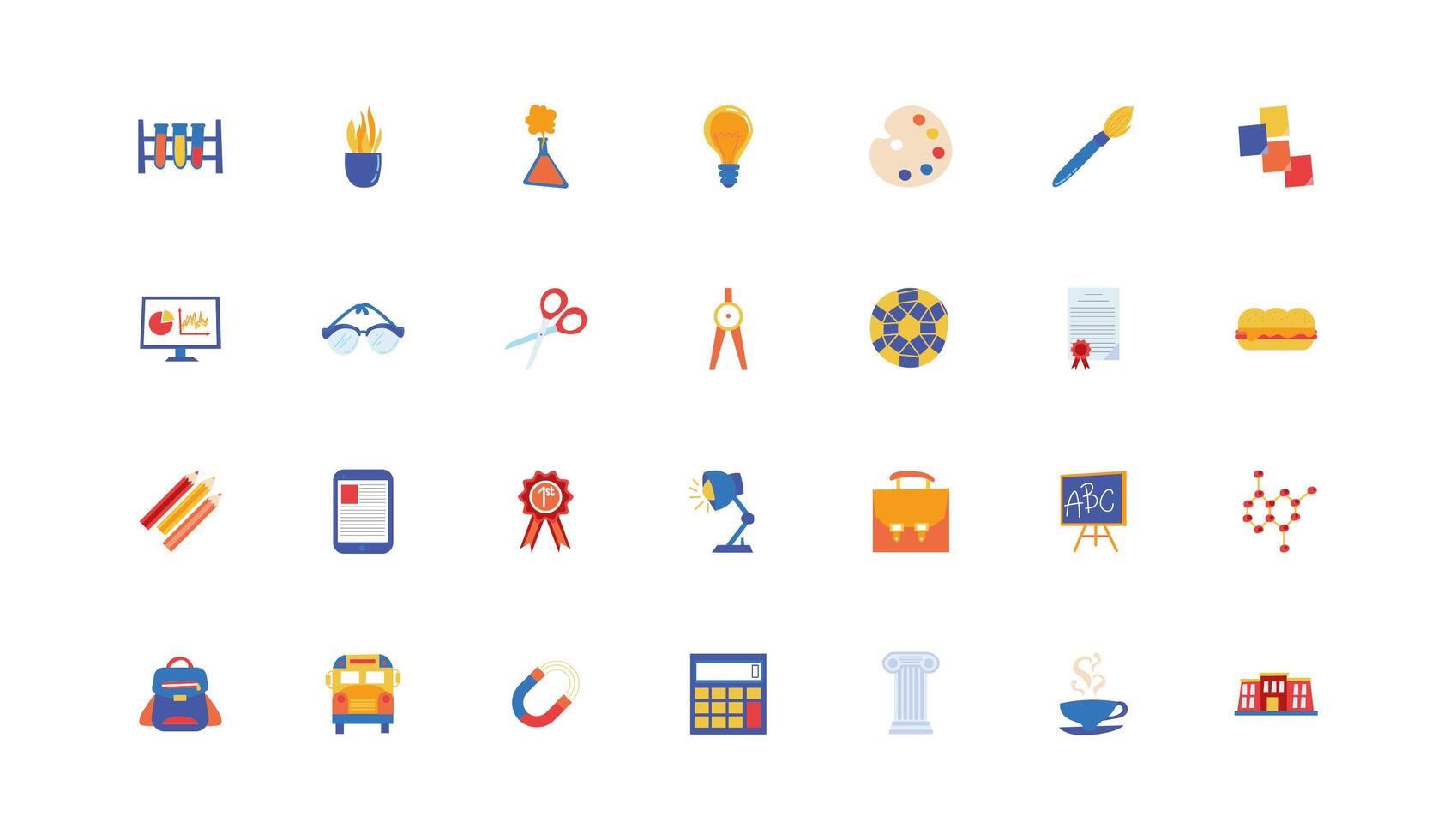 bundle of school set icons vector