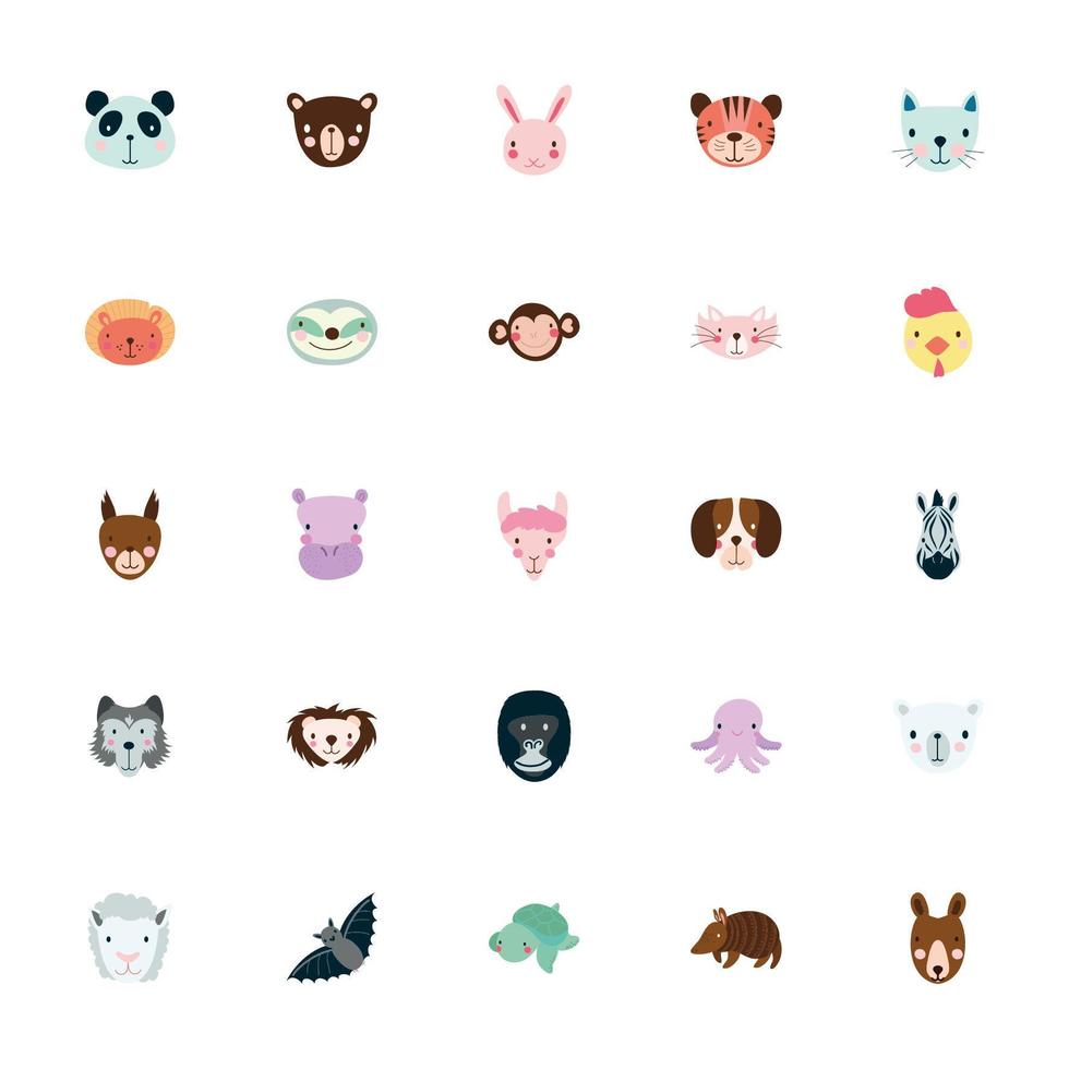 bundle of cute animals characters vector