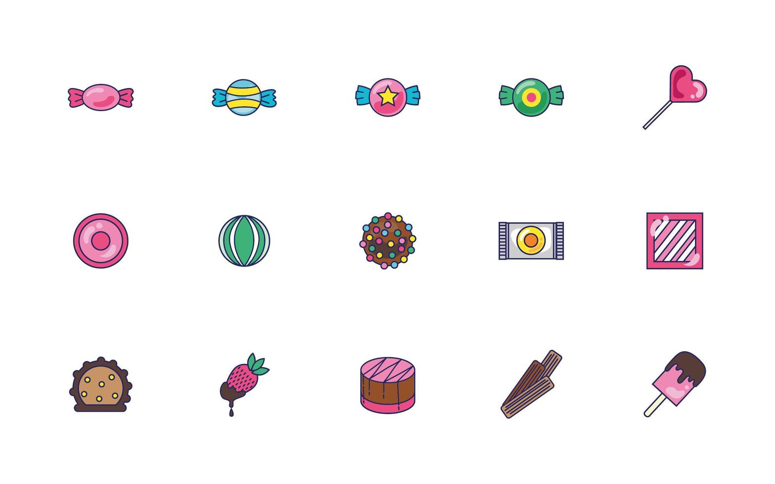 paquete de dulces iconos vector