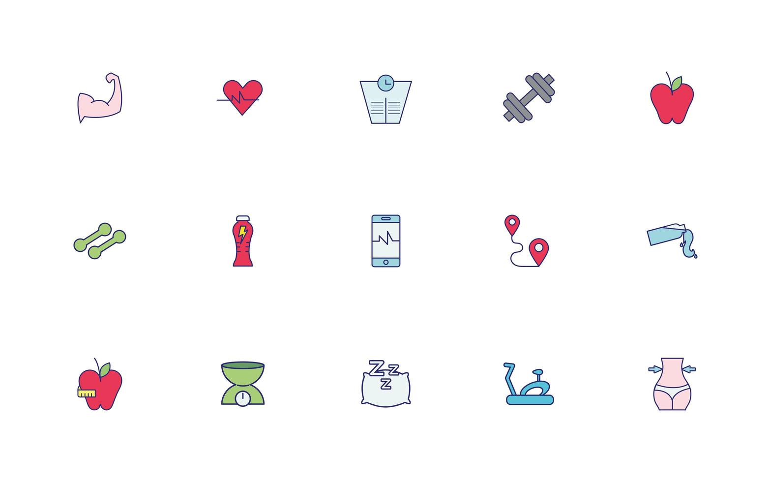 bundle of healthy lifestyle icons vector