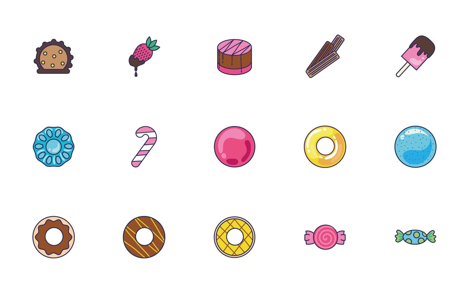 bundle of sweet set icons vector