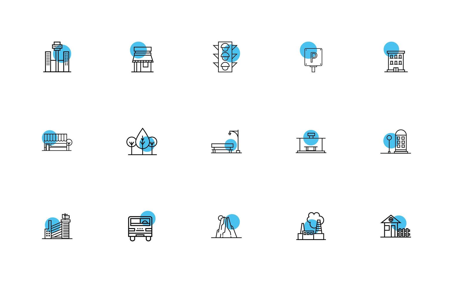 bundle of cities set icons vector