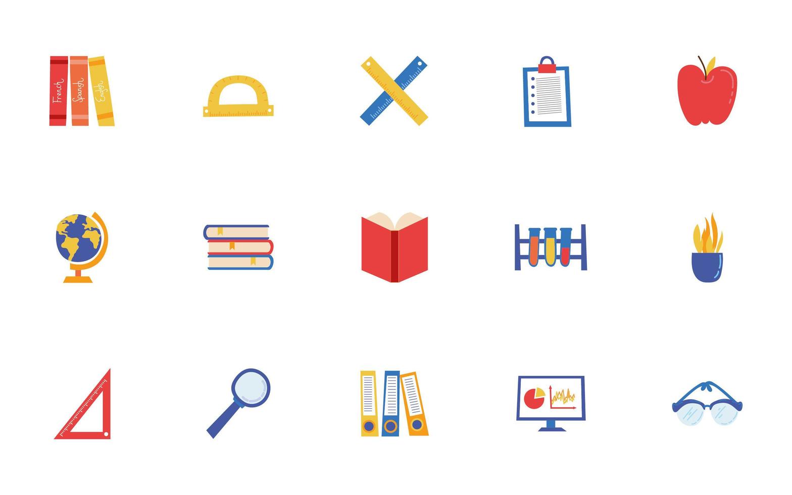 bundle of school set icons vector