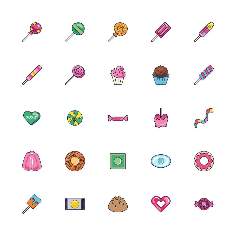 paquete de dulces iconos vector