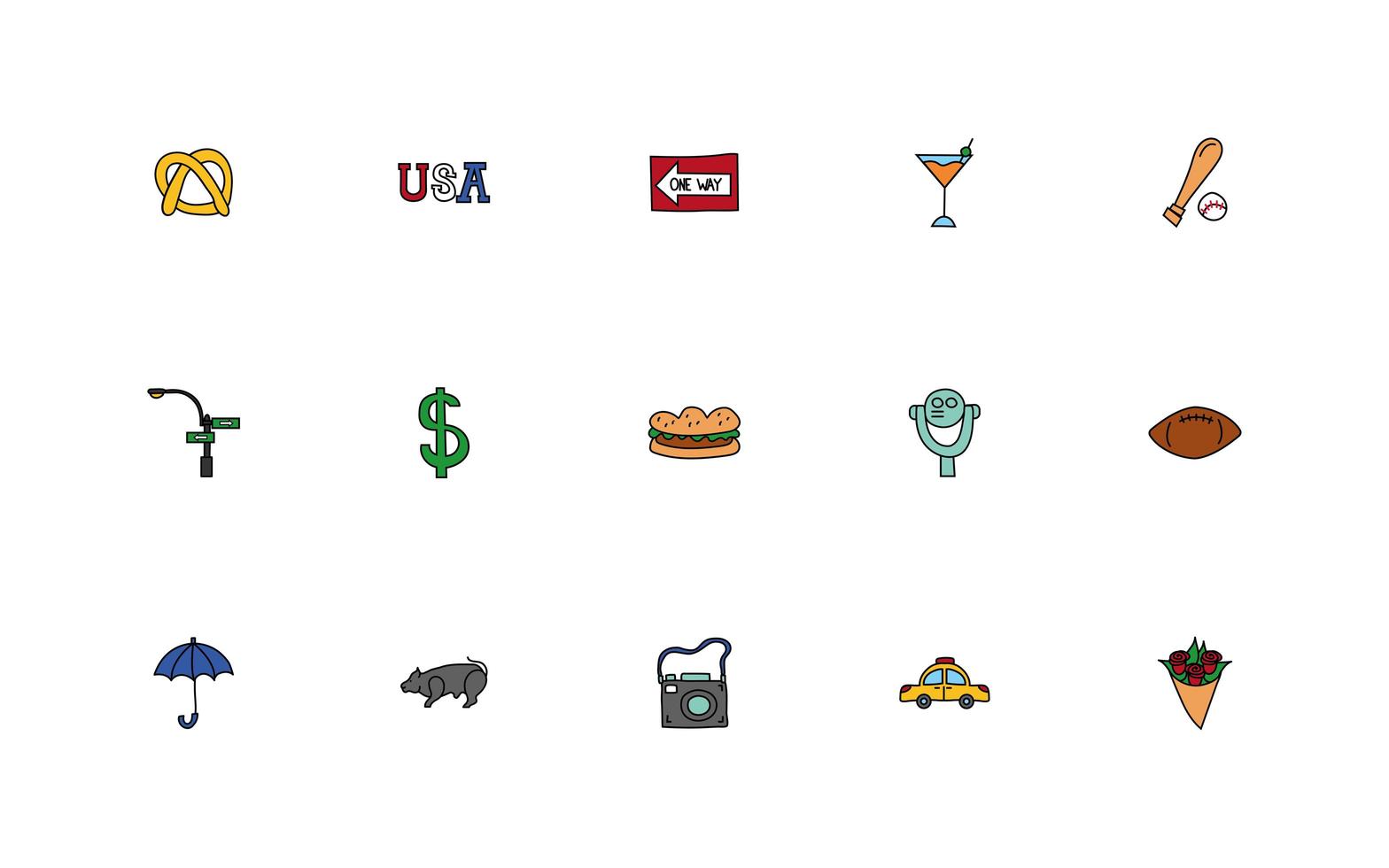 paquete de iconos de la ciudad de nueva york vector