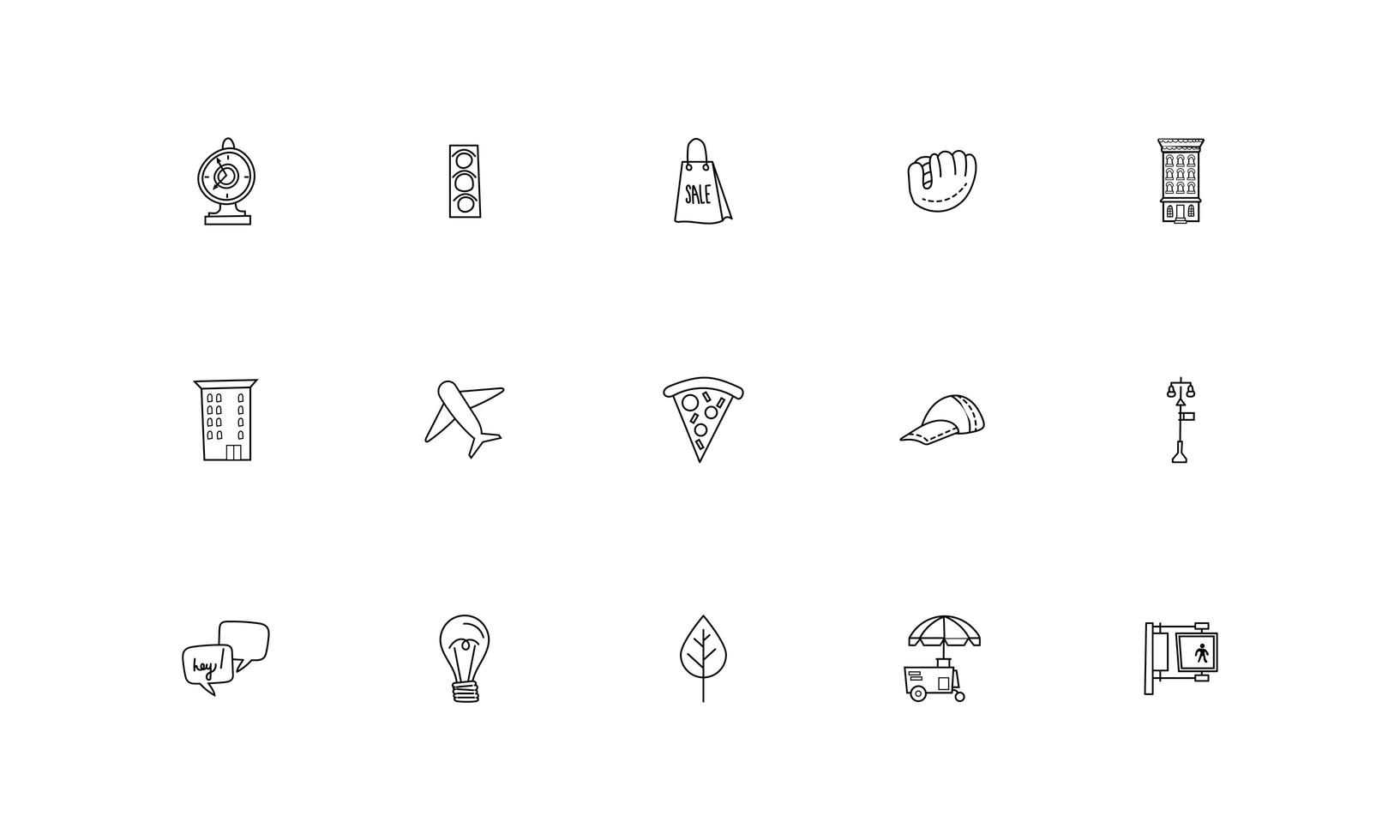 bundle of new york city set icons vector