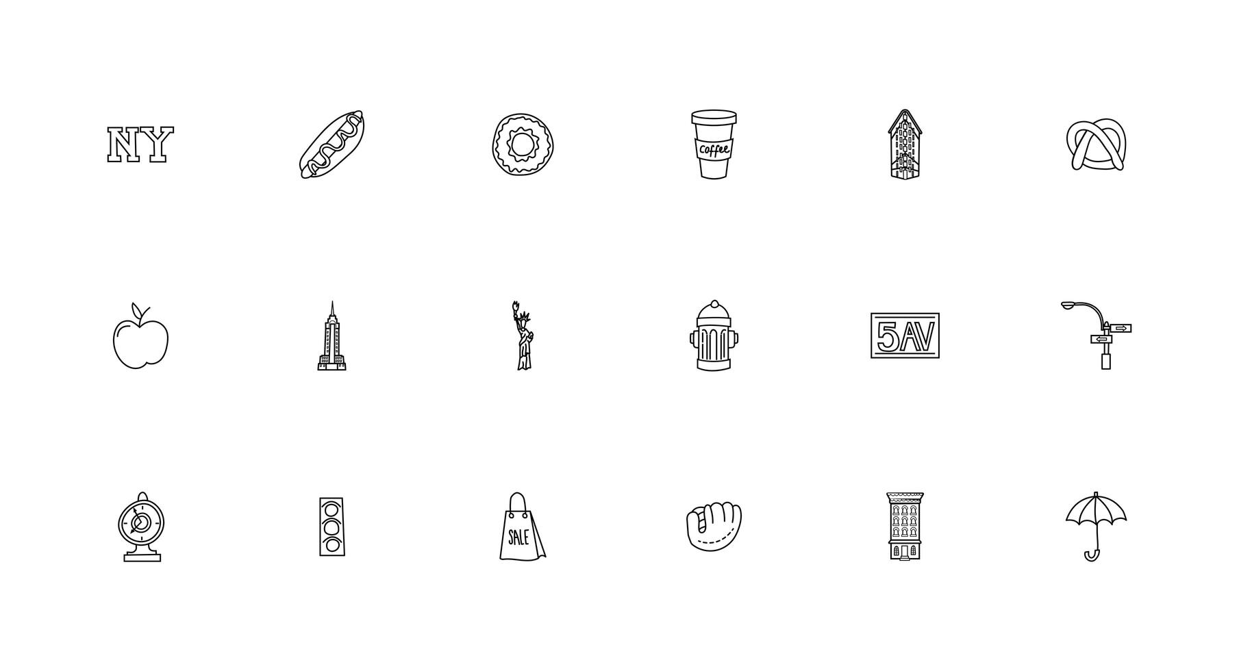 paquete de iconos de la ciudad de nueva york vector