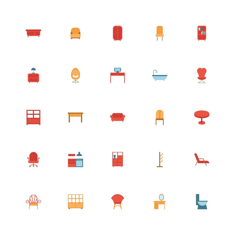 bundle of furniture set icons vector