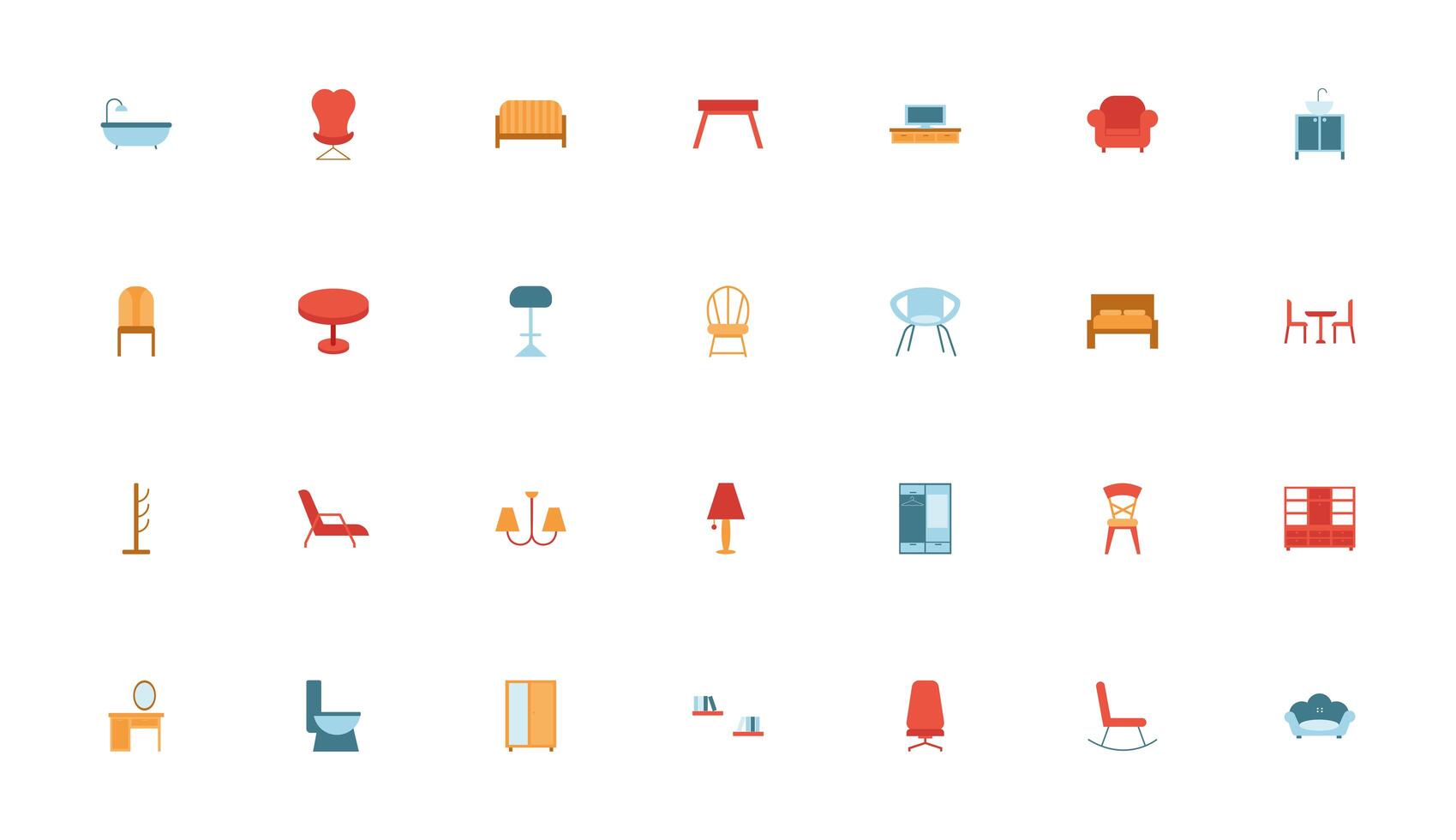 bundle of furniture set icons vector