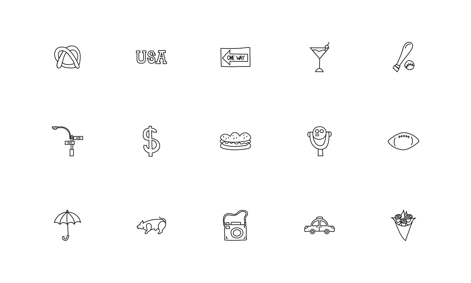 paquete de iconos de la ciudad de nueva york vector