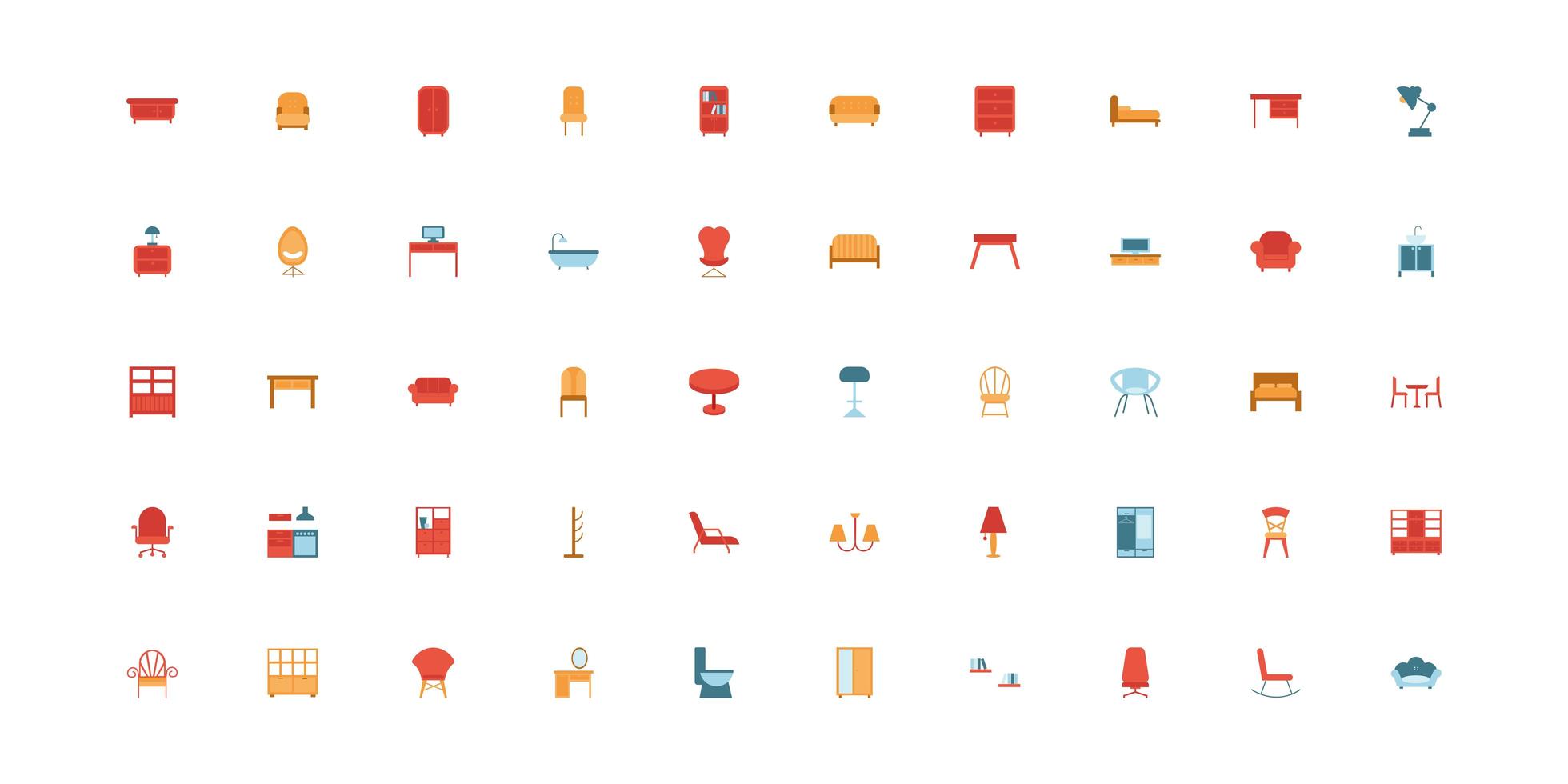 paquete de muebles set iconos vector