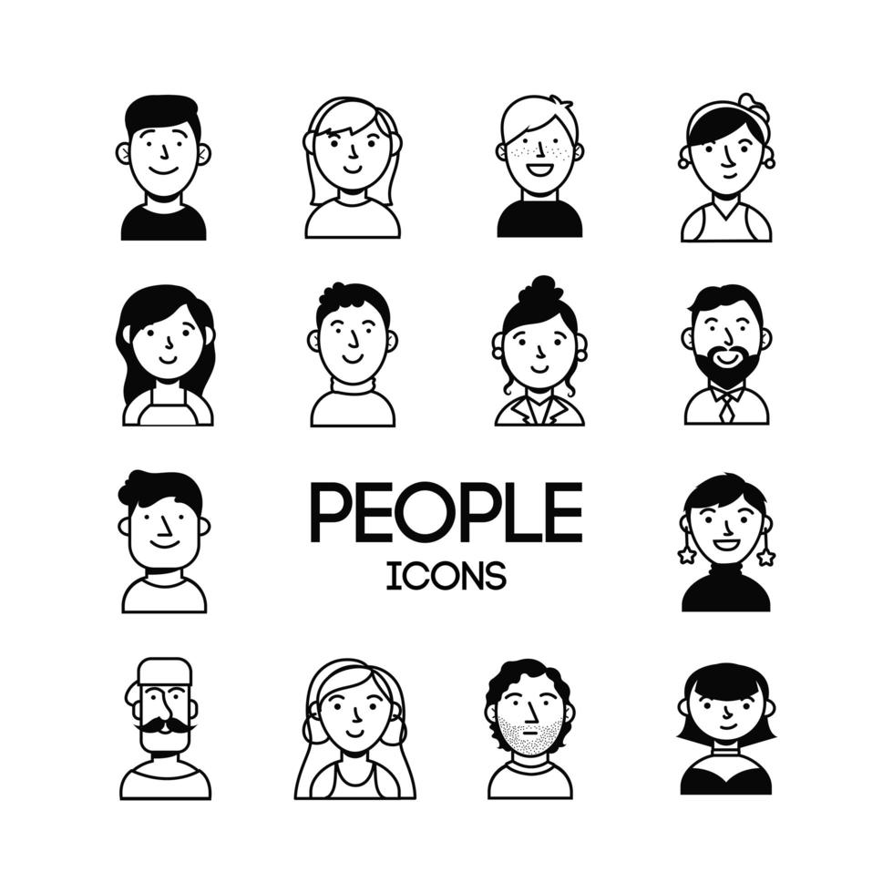 bundle of people group characters vector
