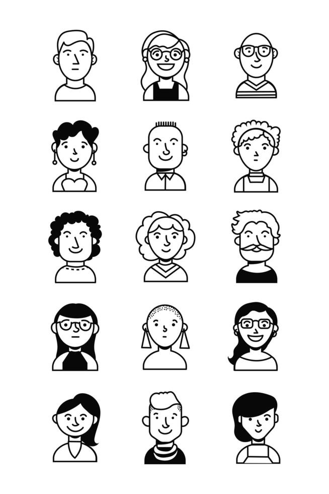 bundle of people group characters vector